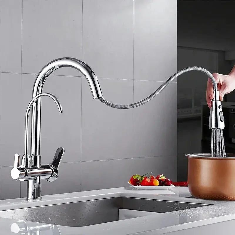 robinet-cuisine-mitigeur-avec-douchette-or
