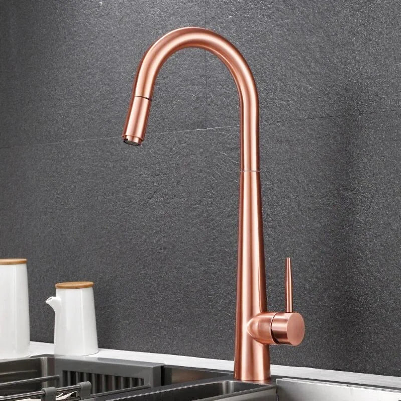 robinet-cuisine-noir-douchette-or-rose